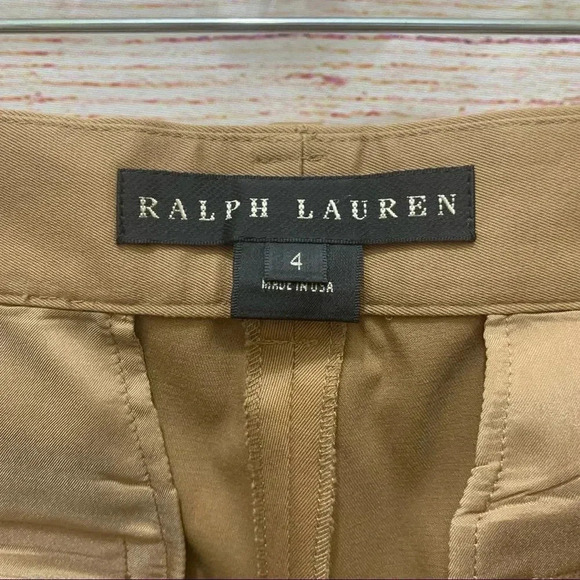 Ralph Lauren Black Label Size 4 Vintage Dress Pants Camel Khaki Cotton Blend - Picture 10 of 12